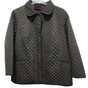 Avenue Green Quilted-Like Long-Sleeve 2-Zip Pockets Zips and Snap Women Coat 22